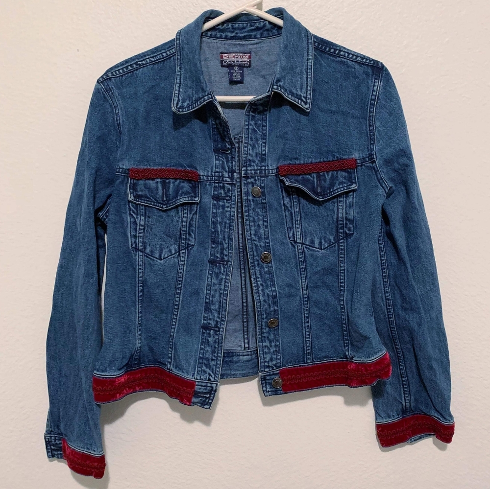 ❤️ Unique Red Velvet Denim Jacket ❤️